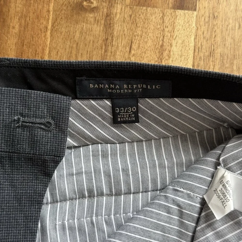 Banana Republic Dress Pants Mens 33X30 Gray 100% Cotton Modern Fit‎ Office Event